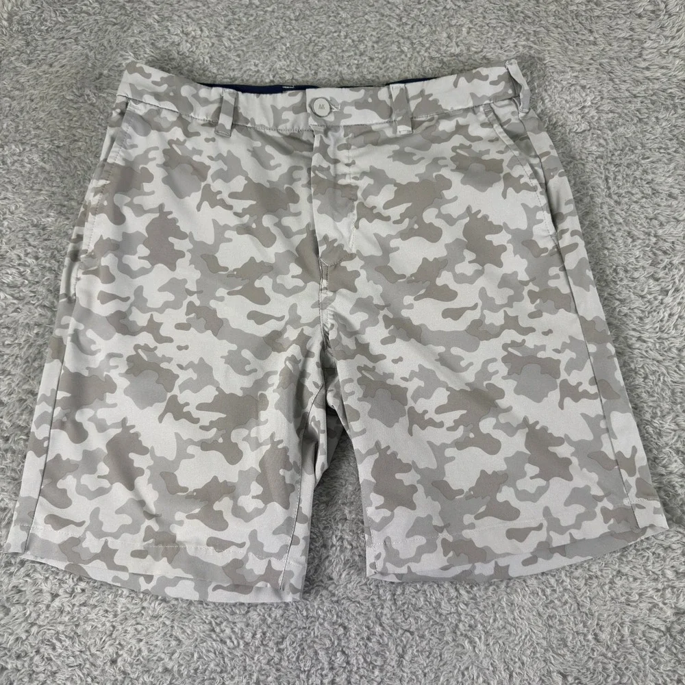 Mizzen+Main Helmsman Mens Performance Golf Shorts 30W Grey White Camo Stretch 8L